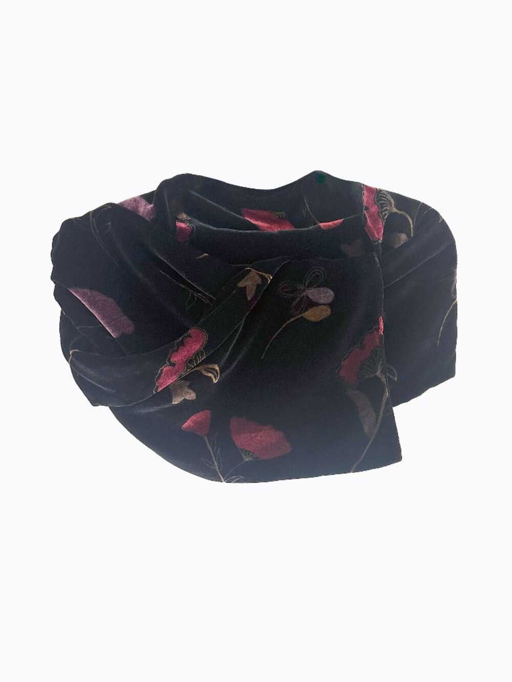 Vtg 90s Chelsey by Joseph Silk Velvet Scarf Floral Jewel Tone Wrap Whimsigoth